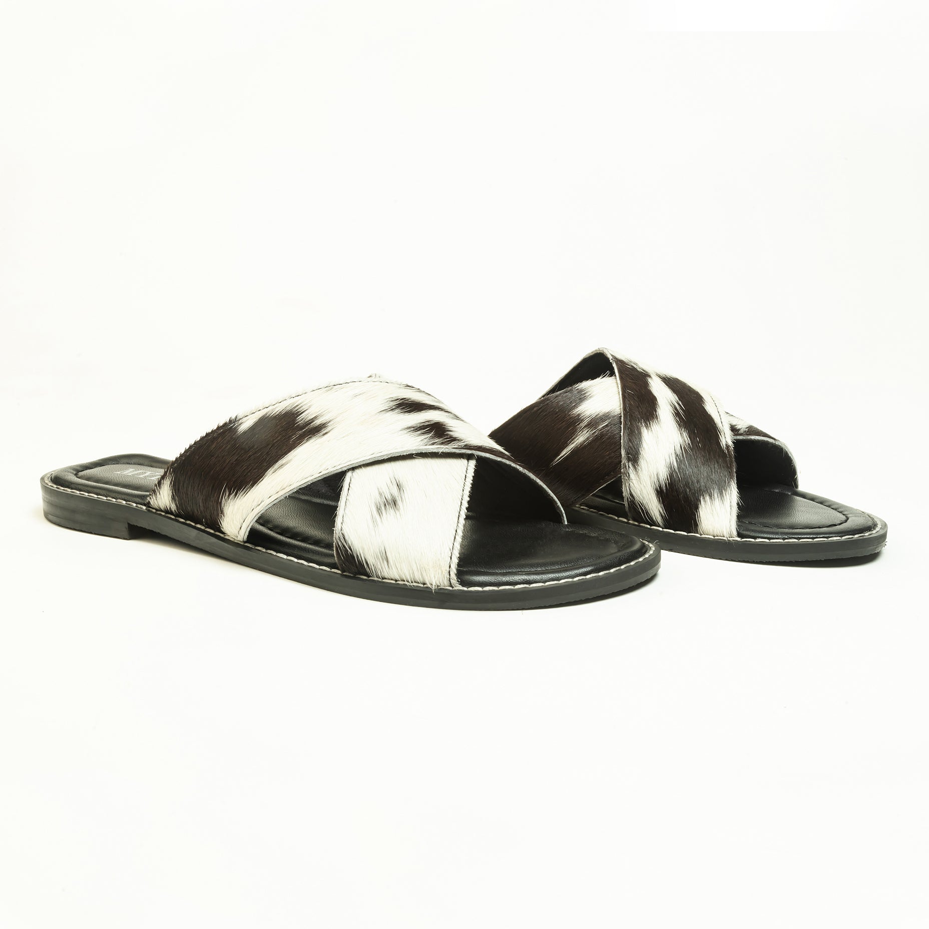 El Paso Dawn Hairon Leather Sandals in Speckled White