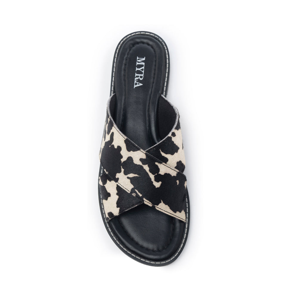 El Paso Dawn Hairon Leather Sandals in Speckled White