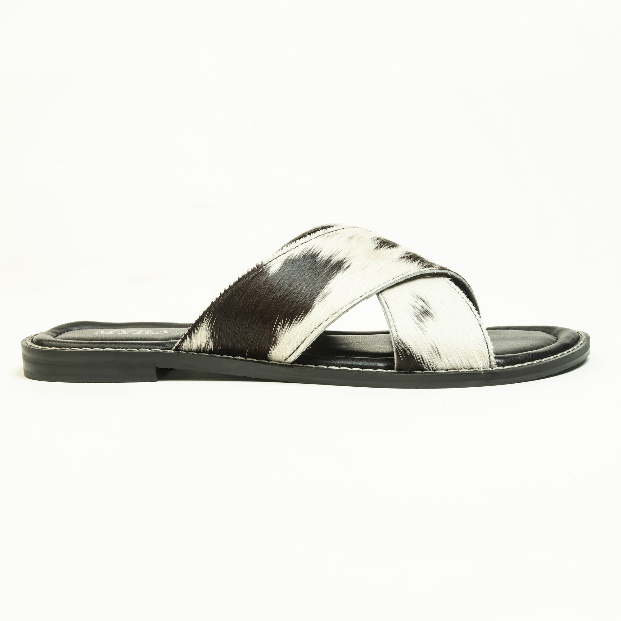 El Paso Dawn Hairon Leather Sandals in Speckled White