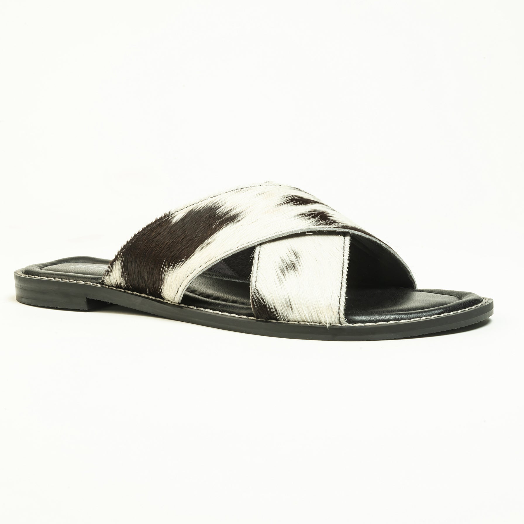 El Paso Dawn Hairon Leather Sandals in Speckled White