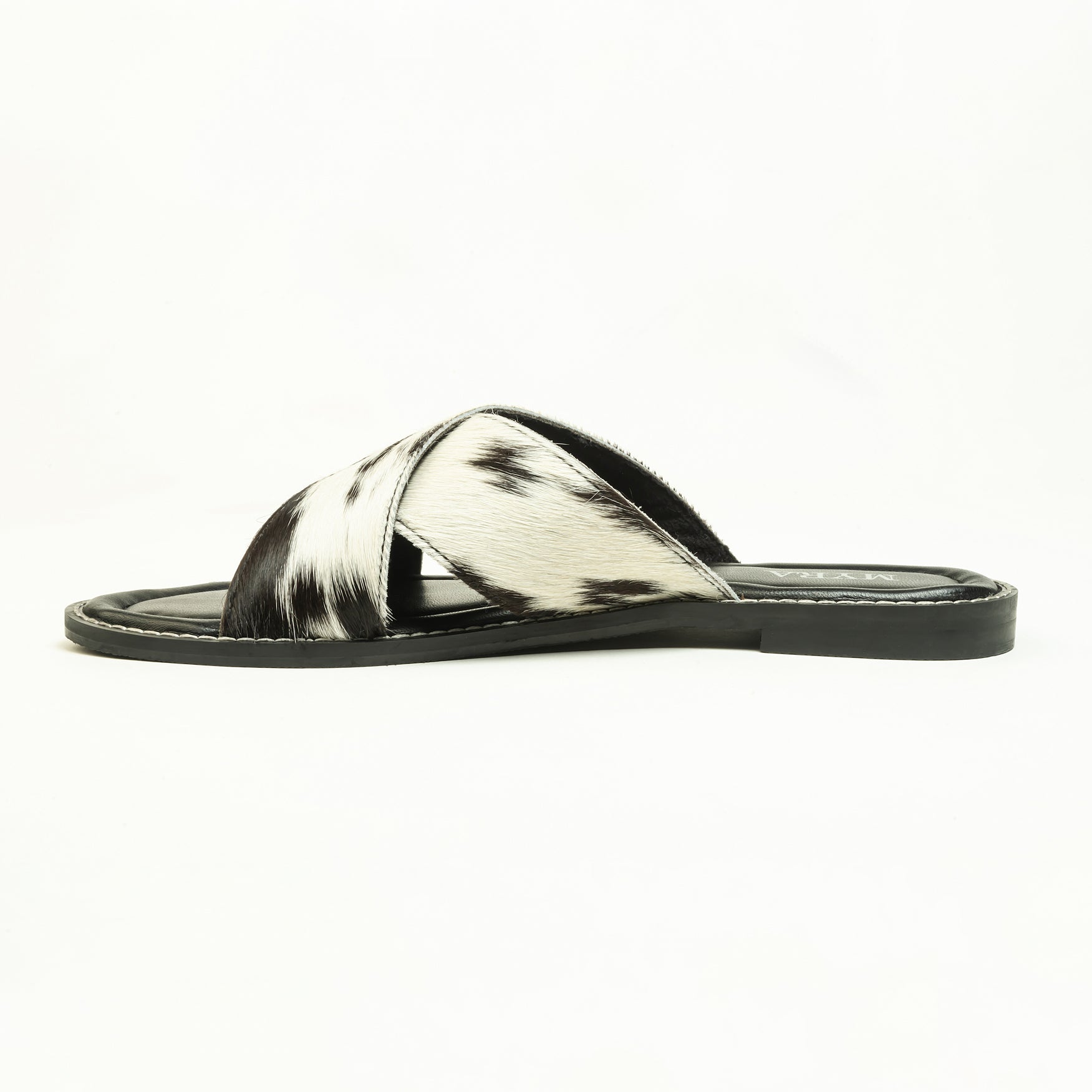El Paso Dawn Hairon Leather Sandals in Speckled White