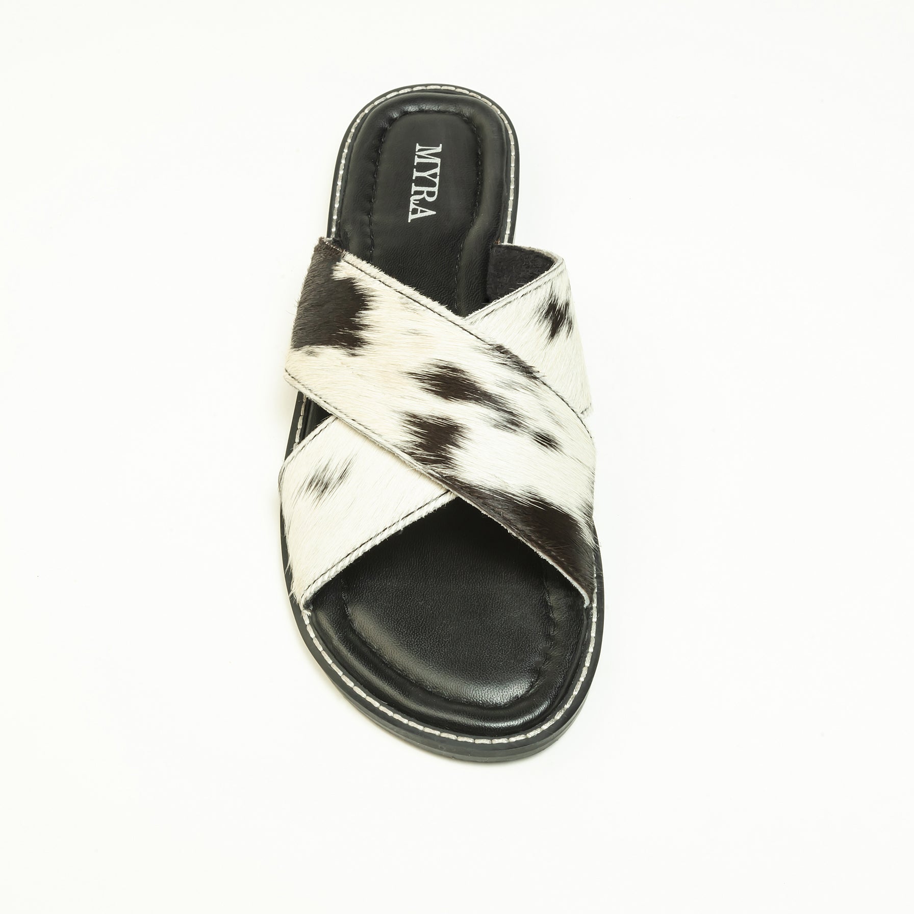 El Paso Dawn Hairon Leather Sandals in Speckled White