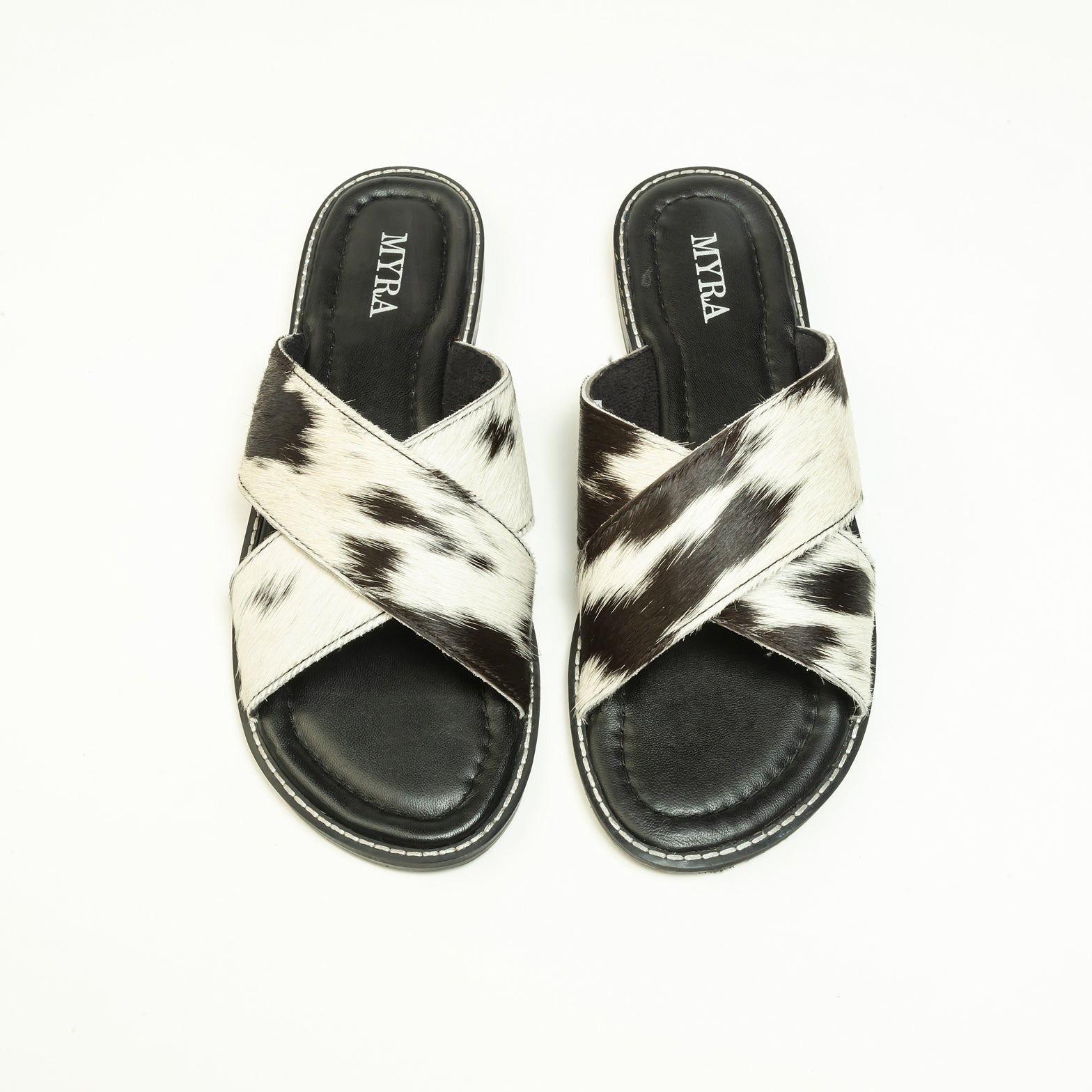 El Paso Dawn Hairon Leather Sandals in Speckled White