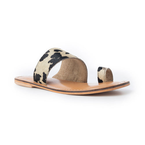 Cattle Trail Hairon Leather Sandals in Ivory Cowhide