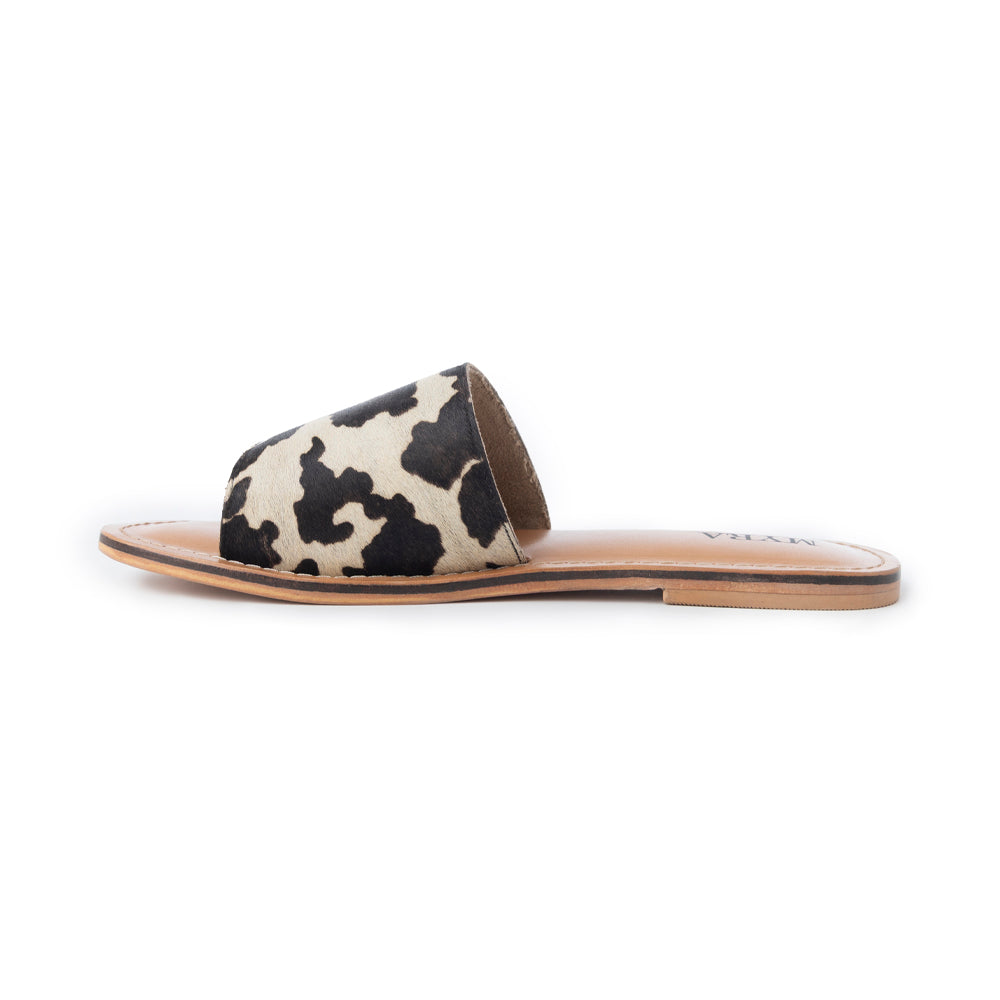 Mojave Herd Hairon Leather Sandals in Creamhide White