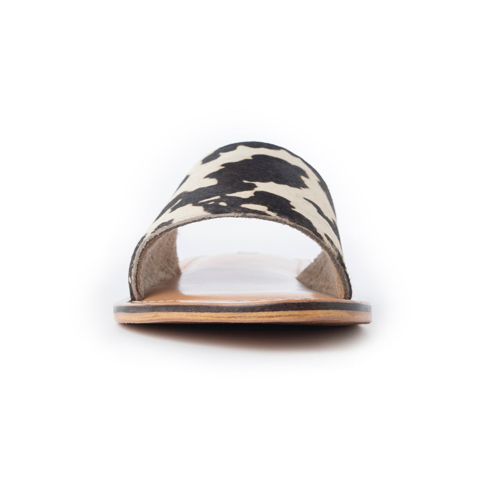 Mojave Herd Hairon Leather Sandals in Creamhide White