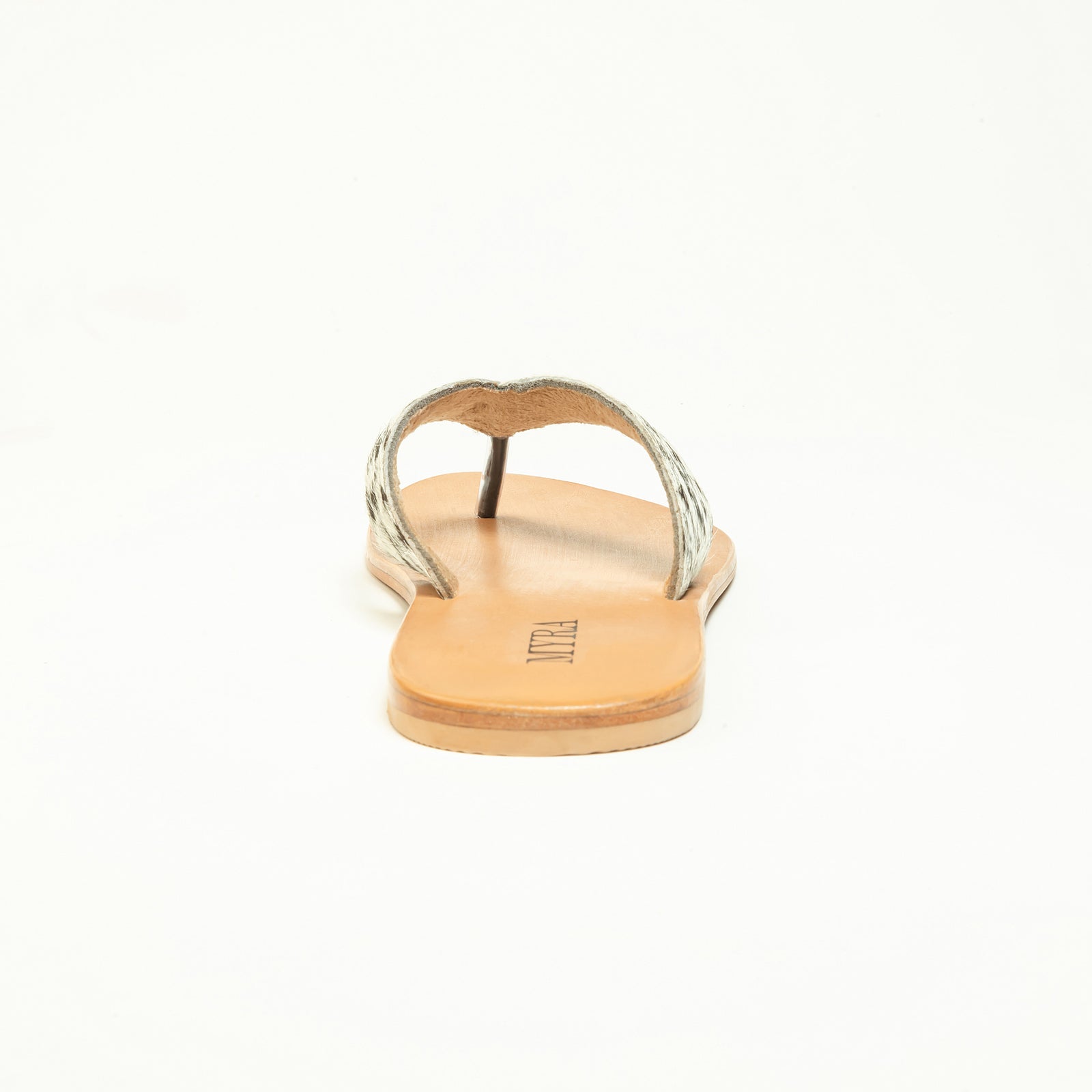 Echo Valley Hairon Leather Sandals in Spotted Ivory