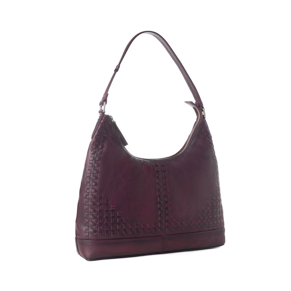 Myra Zidana Marlowe Dusk Veg Tanned Leather Bag in Deep Plum