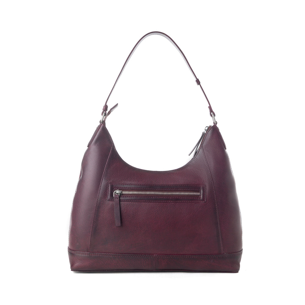 Myra Zidana Marlowe Dusk Veg Tanned Leather Bag in Deep Plum