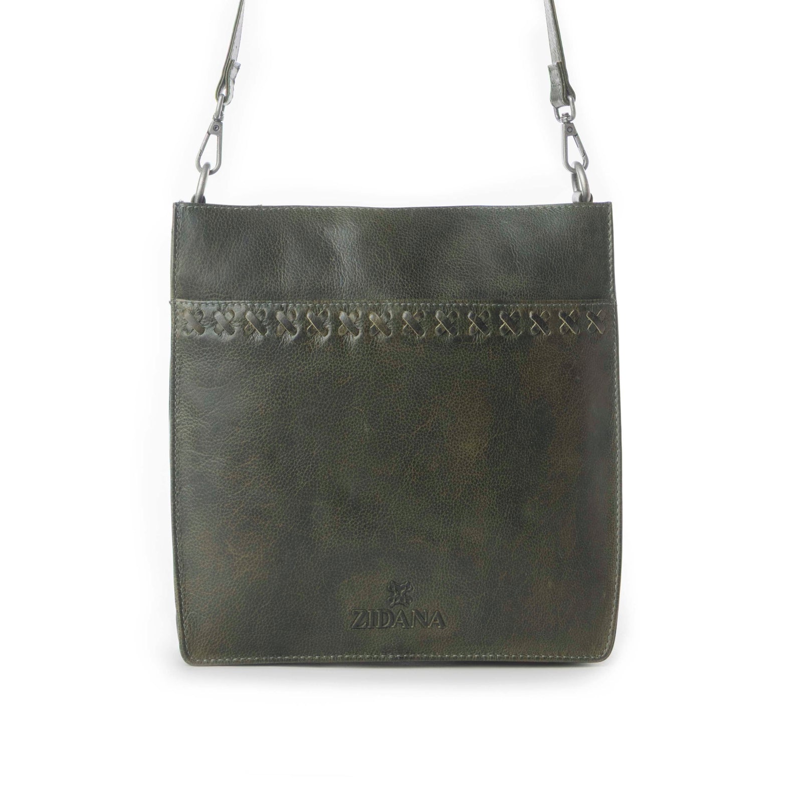 Myra Zidana Mirelle Woven Veg Tanned Leather Sling Bag in Oliva Nero