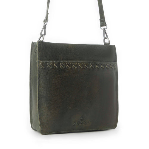 Myra Zidana Mirelle Woven Veg Tanned Leather Sling Bag in Oliva Nero