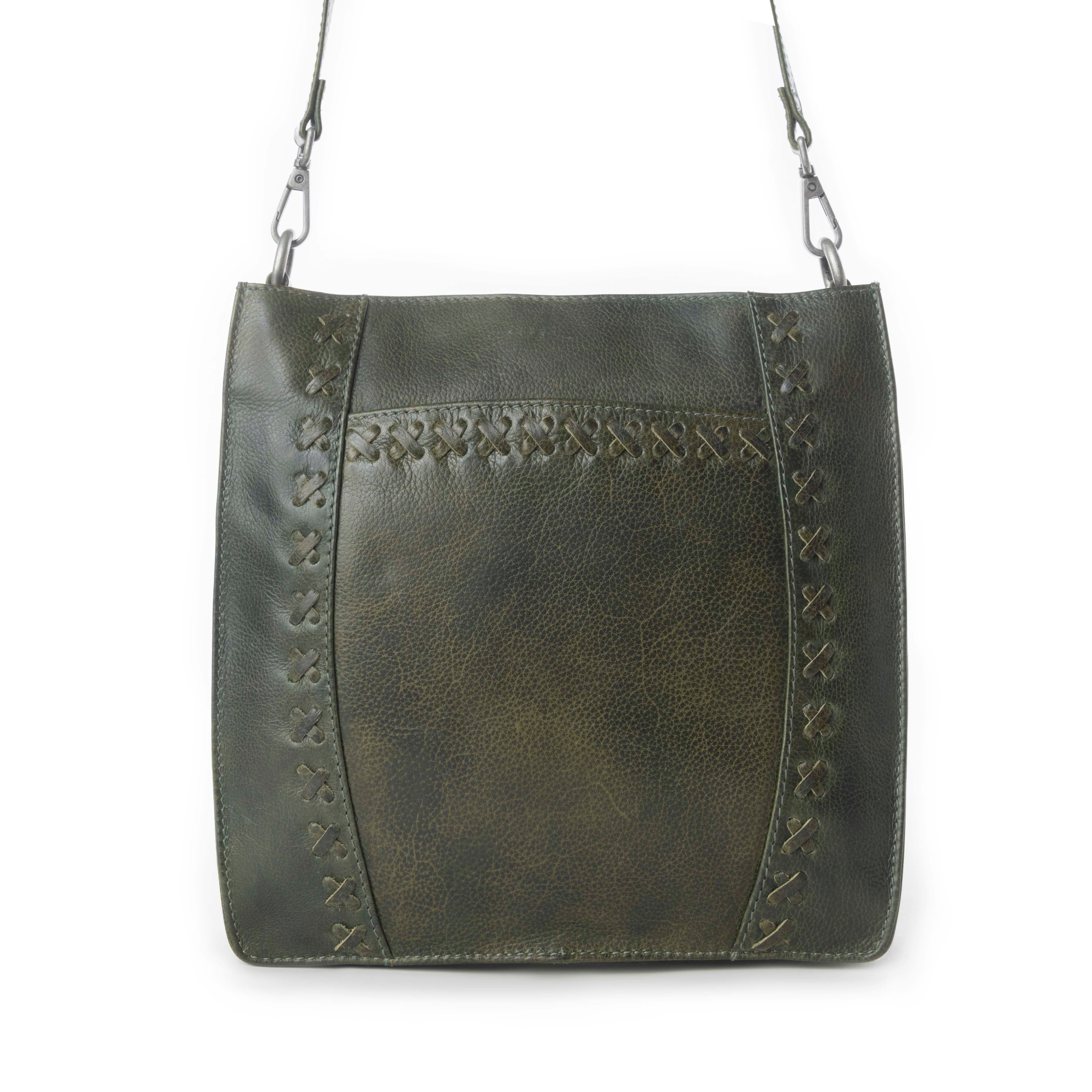Myra Zidana Mirelle Woven Veg Tanned Leather Sling Bag in Oliva Nero