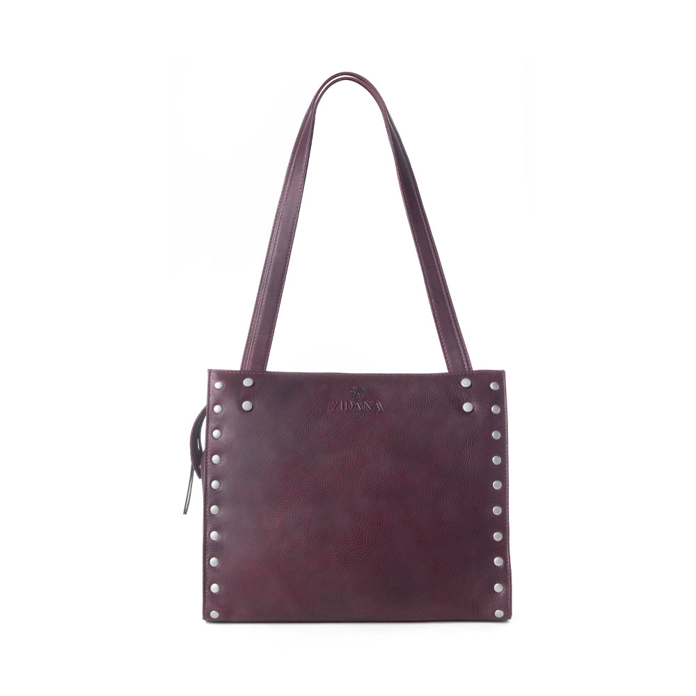 Myra Zidana Aria Amethyst Veg Tanned Leather Tote Bag in Royale Mauve