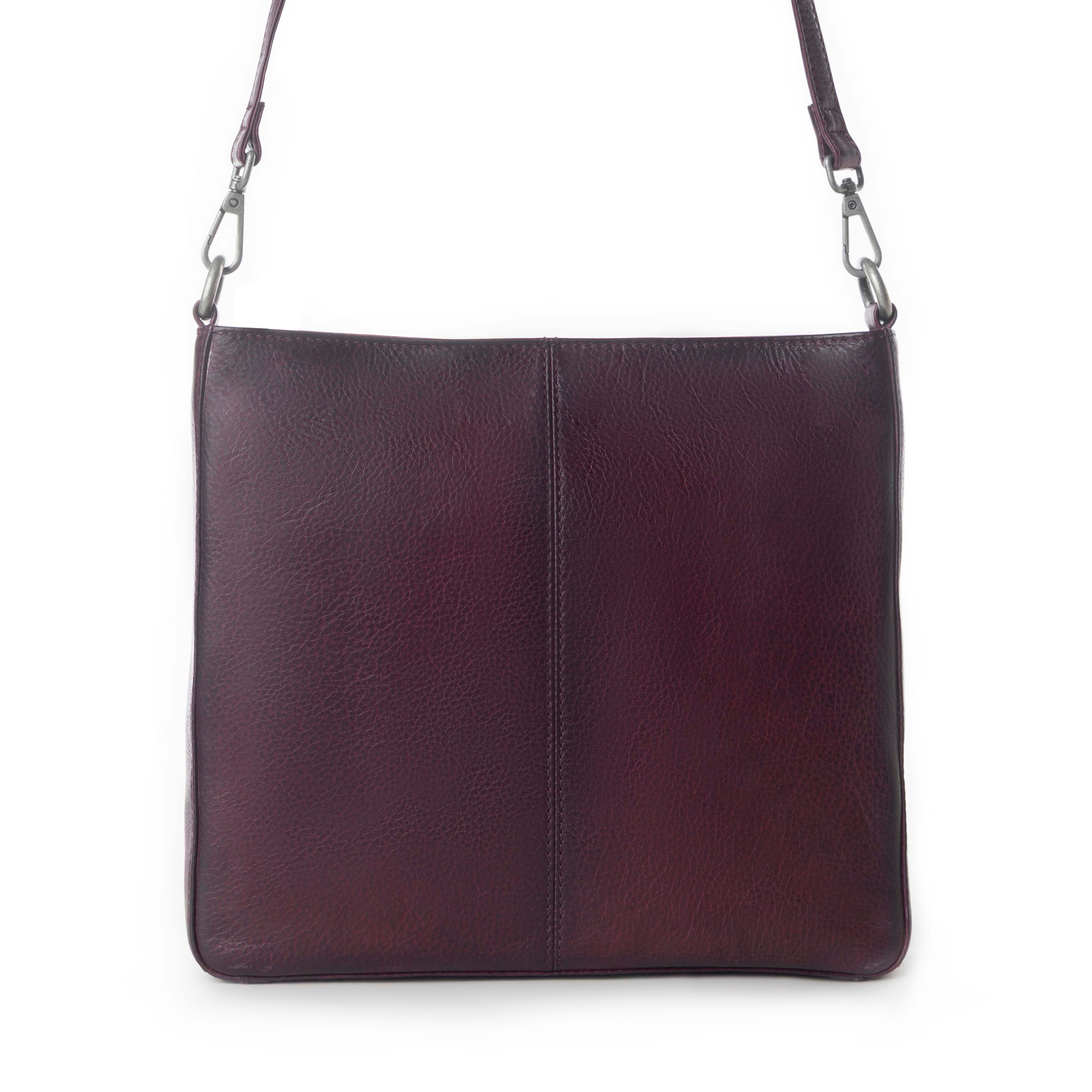 Myra Zidana El Paso Twin Veg Tanned Leather Crossbody Bag in Maroon Mesa