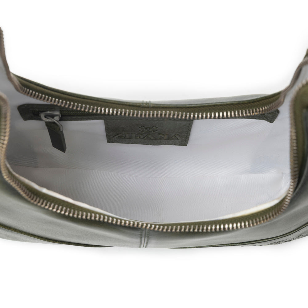 Myra Zidana Winchester Loop Veg Tanned Leather Shoulder Bag in Midnight Olive