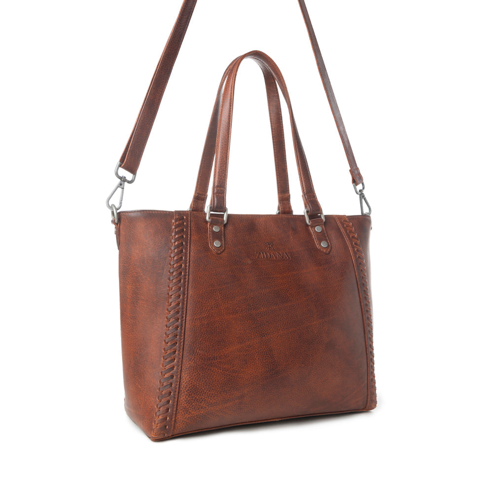 Myra Zidana Arista Bloom Veg Tanned Leather Handbag in Amberwood
