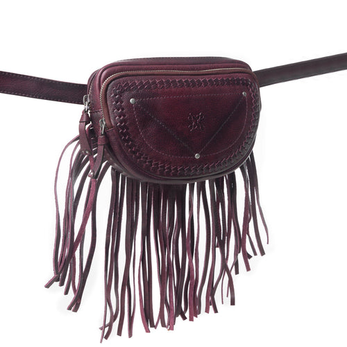 Myra Zidana Stormy Trails Fringed Veg Tanned Leather Bag in Raven Dusk