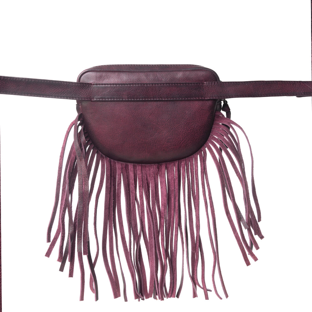 Zidana Stormy Trails Fringed Veg Tanned Leather Bag Variant Combo
