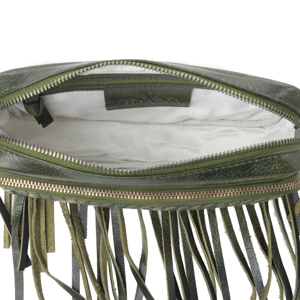 Zidana Stormy Trails Fringed Veg Tanned Leather Bag Variant Combo