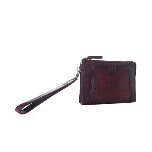 Myra Zidana Bandera Ridge Veg Tanned Leather Wristlet in Dusty Rose
