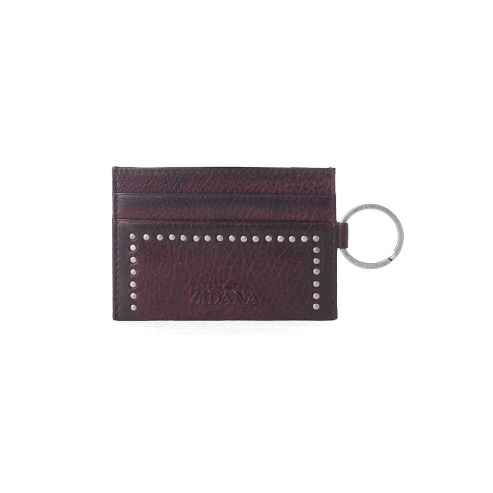 Myra Zidana Steelhoof Studded Veg Tanned Leather Wallet in Sienna Plum