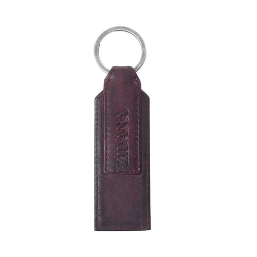 Myra Zidana Ardan Artistry Veg Tanned Leather Keyfob in Raven Maroon