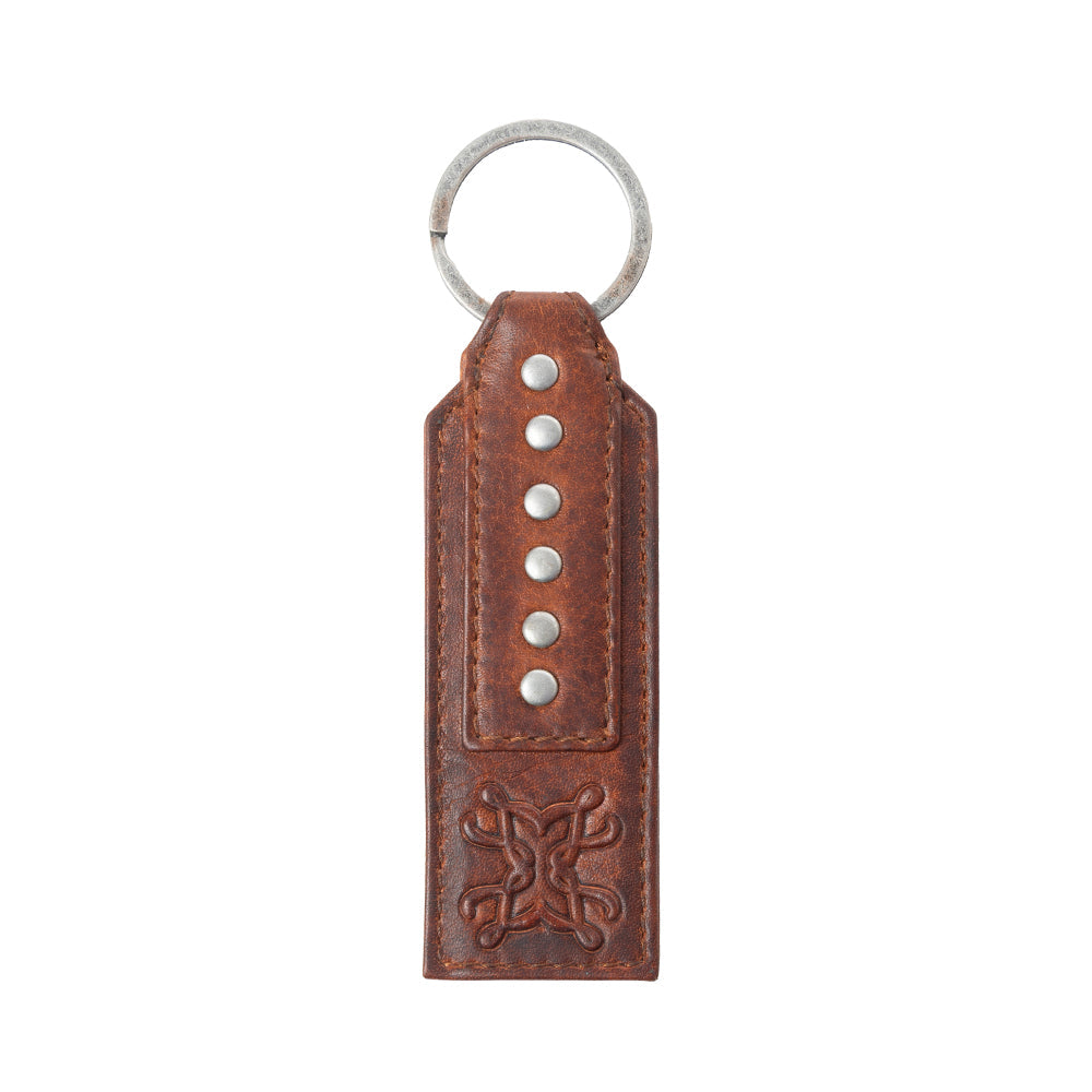 Myra Zidana Highland Studded Veg Tanned Leather Keyfob in Crimson Dust