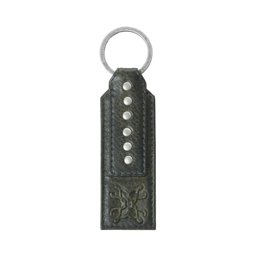 Myra Zidana Highland Studded Veg Tanned Leather Keyfob in Cactus Ash