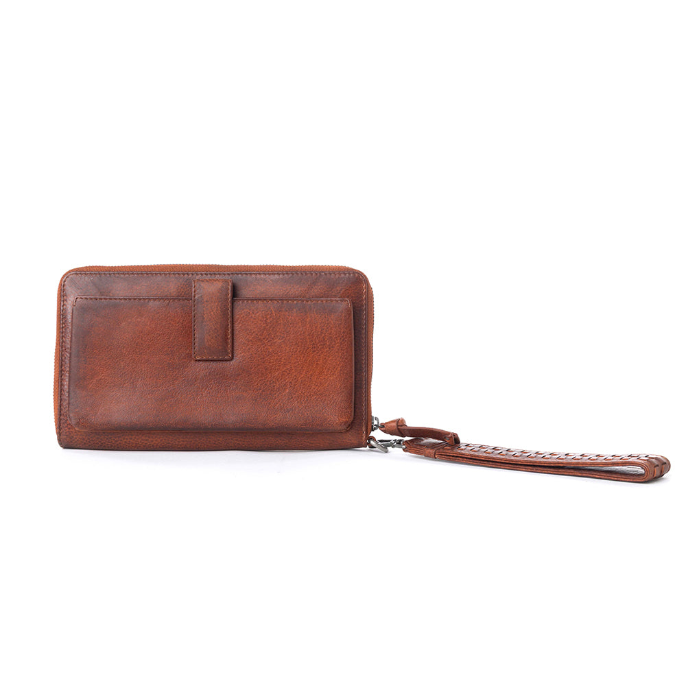 Myra Zidana Elko Braided Veg Tanned Leather Wallet in Auburn Glow