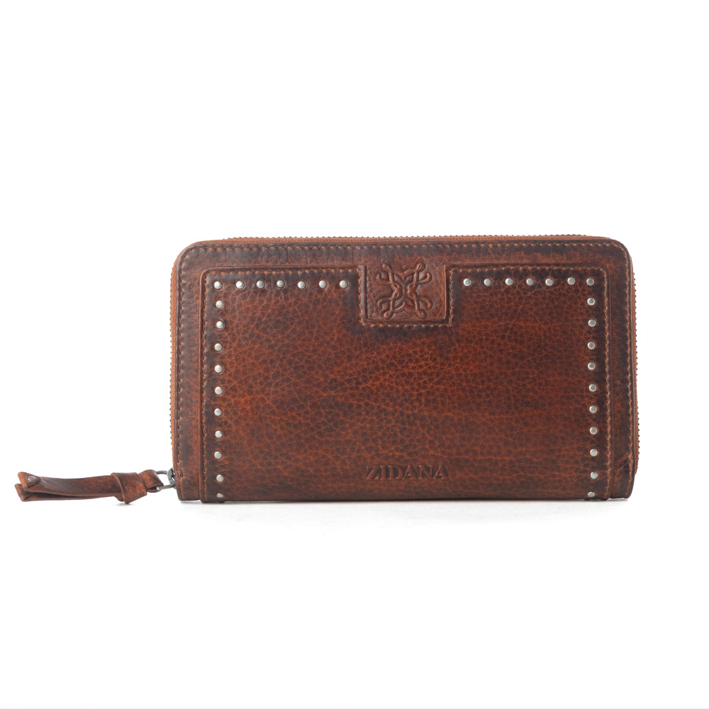 Zidana Astra Studded Veg Tanned Leather Wallet Variant Combo