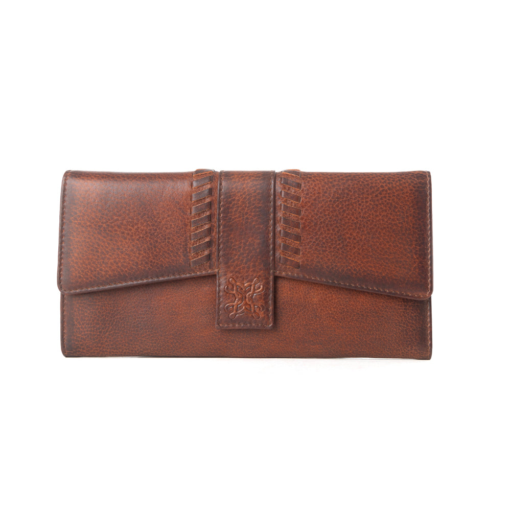 Myra Zidana Santa Fe Woven Veg Tanned Leather Wallet in Dusky Bronze