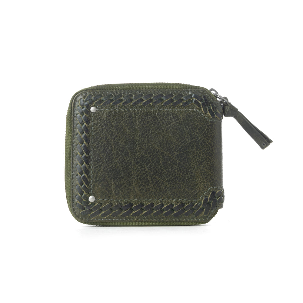 Zidana Dante Men's Veg Tanned Leather Wallet in Army Ivy