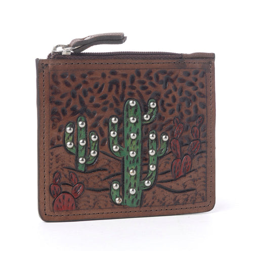 Briar Creek Handtooled Leather Credit Card Holder in Sage Tan
