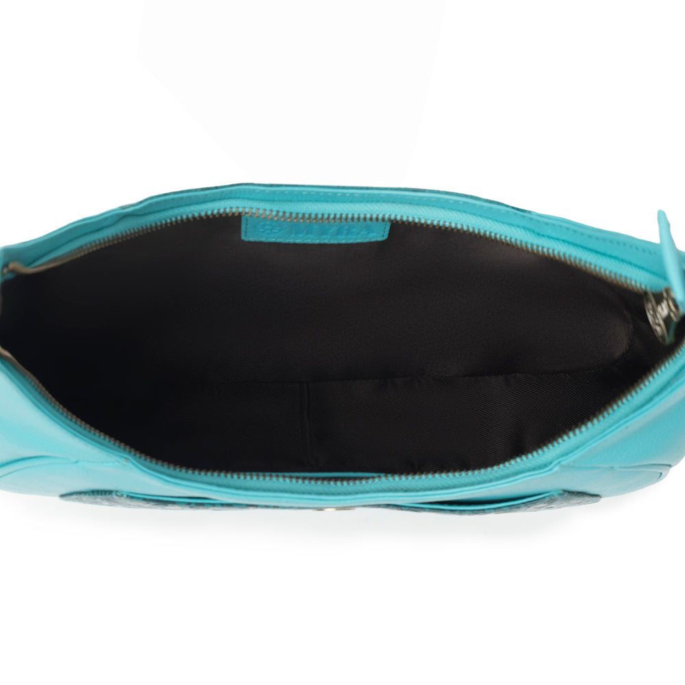 Myra Alanna Embossed Leather Bag in Prairie Aqua