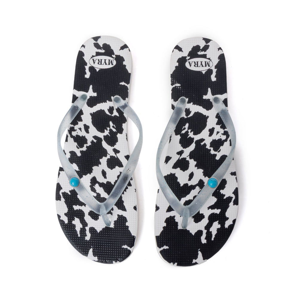 Shadow Ranch Cowhide Slippers in Stormhorn Black