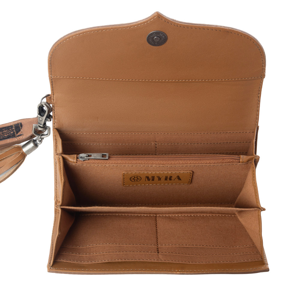 Myra Wildflower Story Handtooled Leather Wallet in Earth Bloom