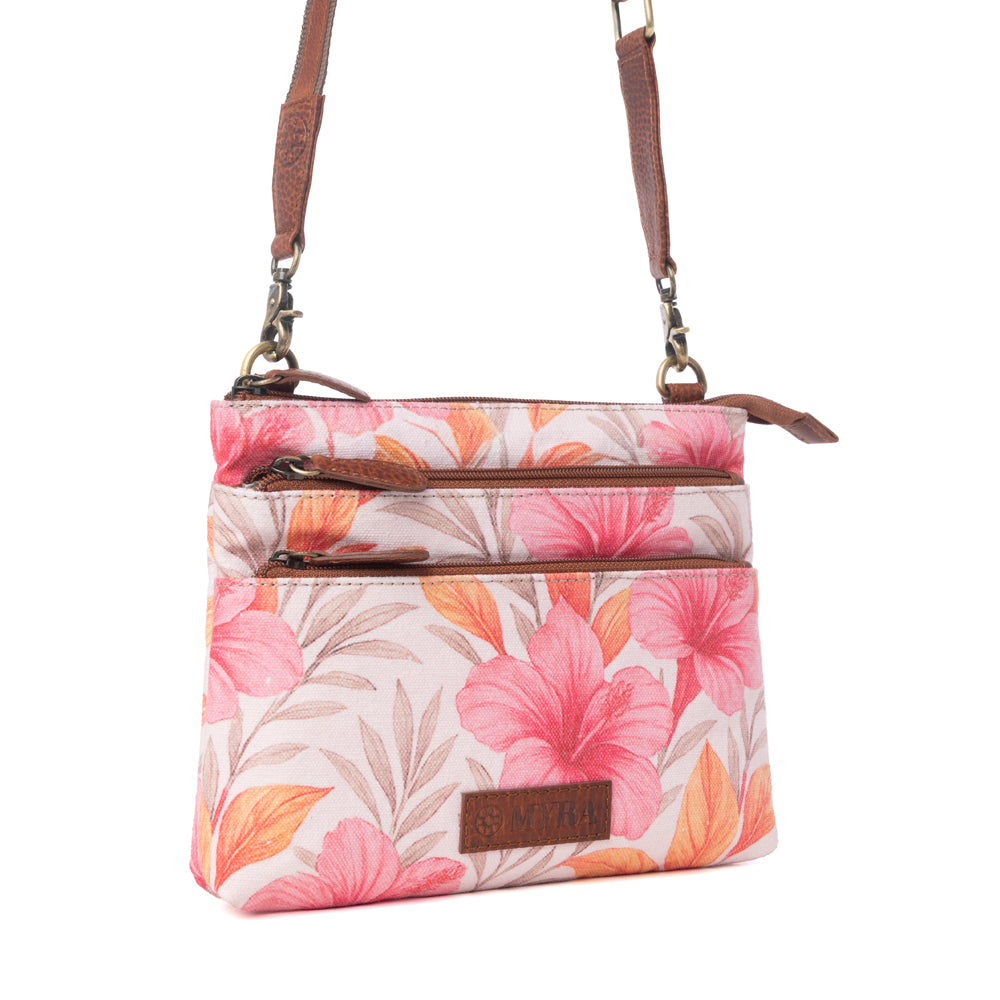 Maple Ridge Cotton & Leather Crossbody Bag in Rose Petal
