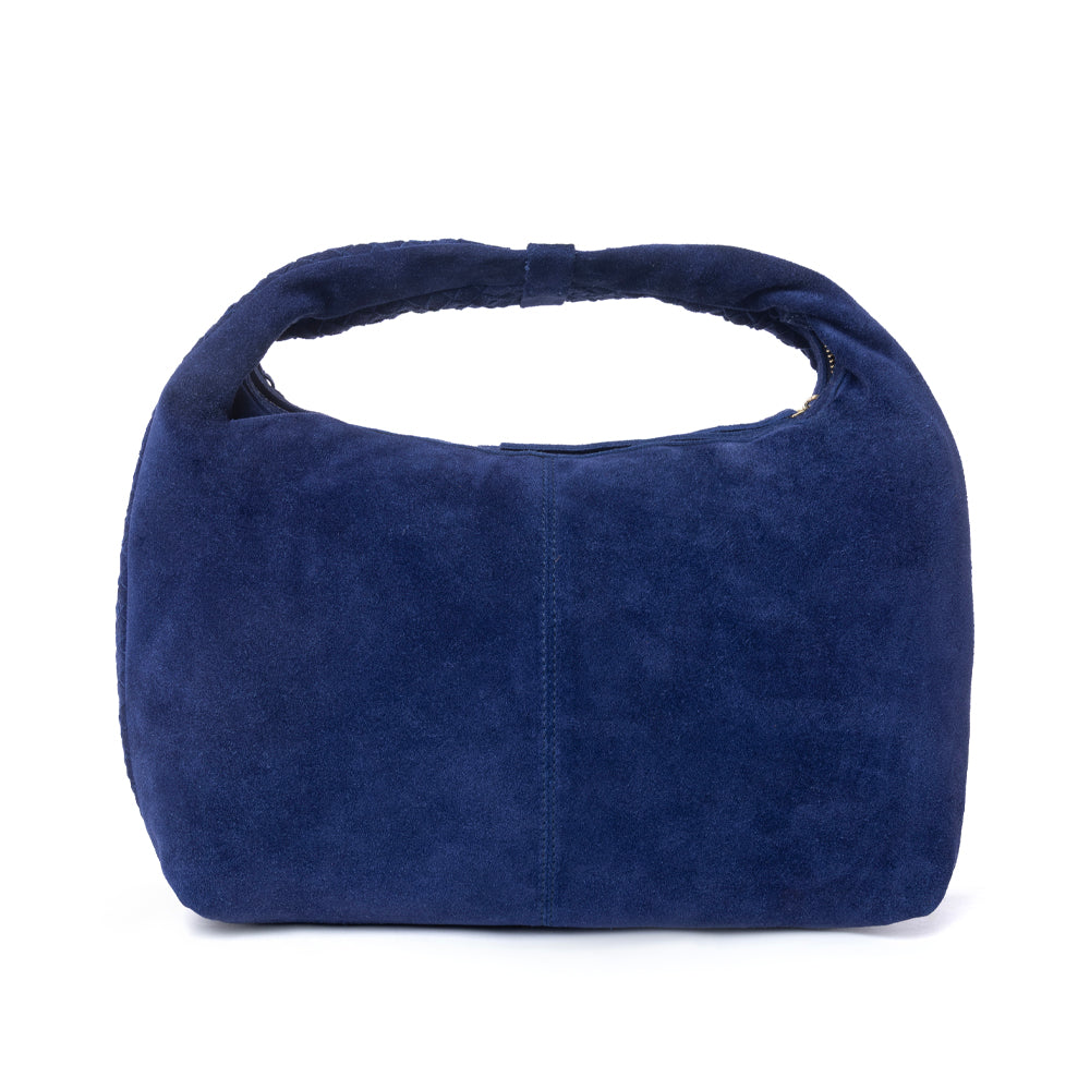 Saddle Weave Genuine Suede Leather Bag in Royal Blue