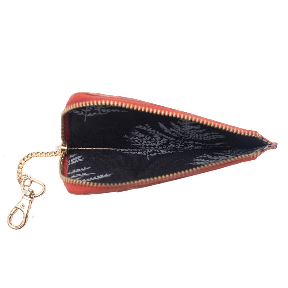 Summer Grove Embossed Leather Credit Card Holder in Burnt Crimson