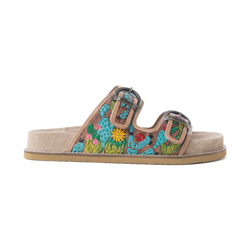 Rio Verde Handtooled Leather Sandals in Agave Blue