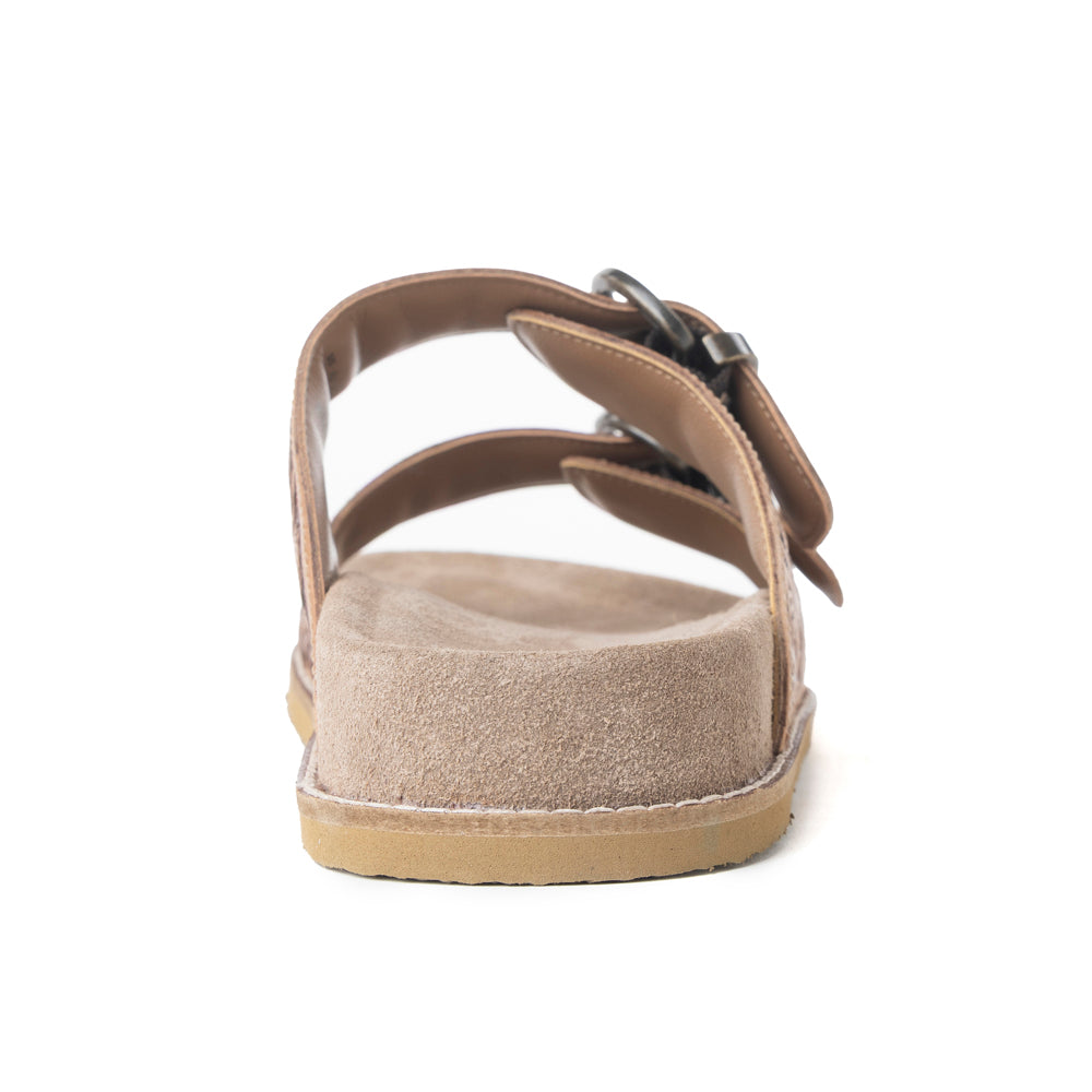 Willow Bloom Handtooled Leather Sandals in Ashen Brown