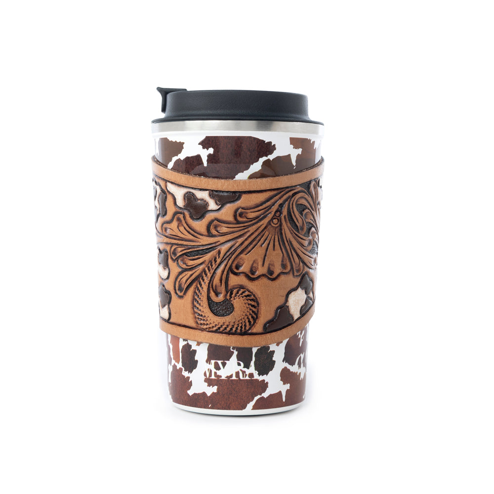 Western Trail Brew Stainless Steel Mug in Brown Leapard Print