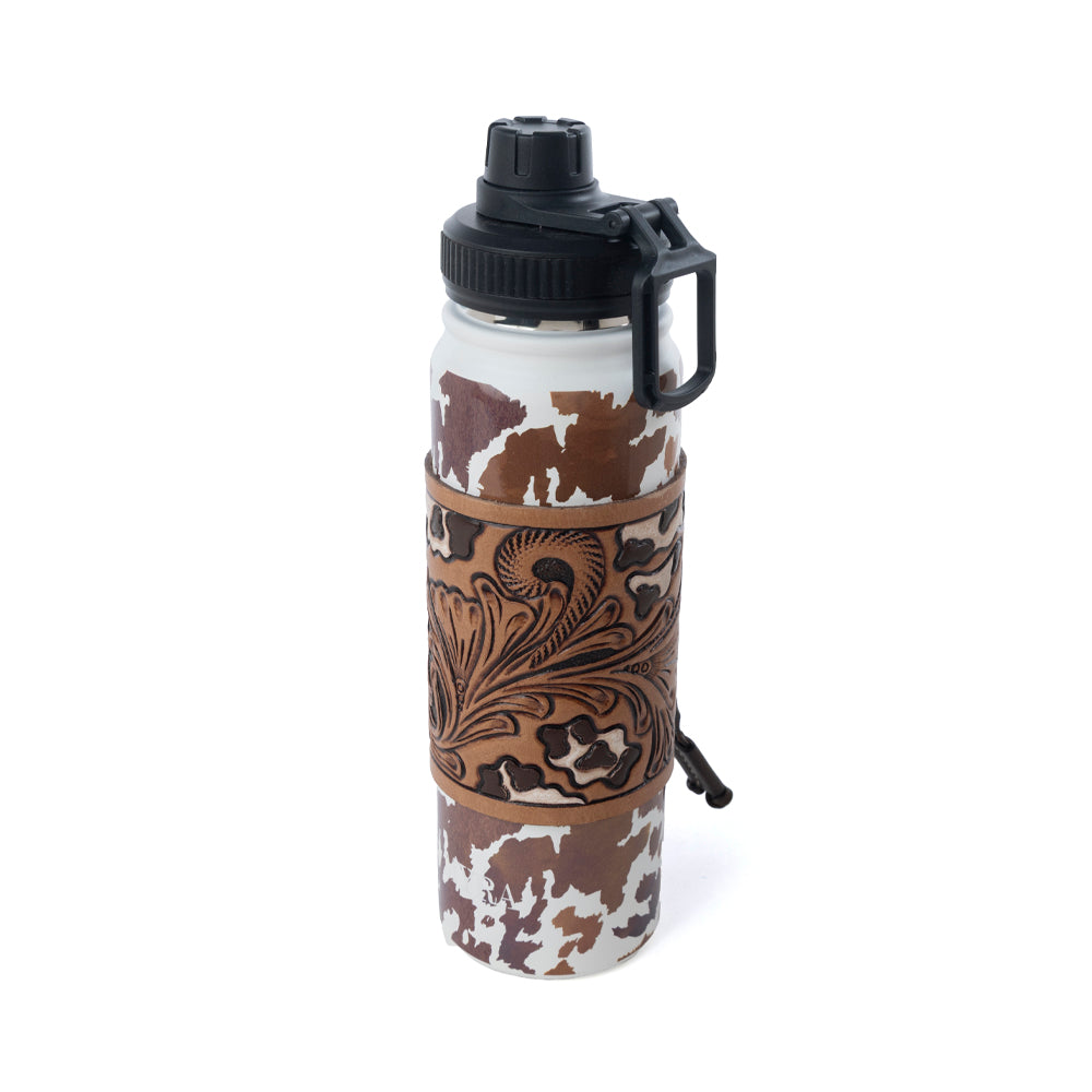 Moo & Bloom Stainless Steel Water Bottle in Brown Leopard Print