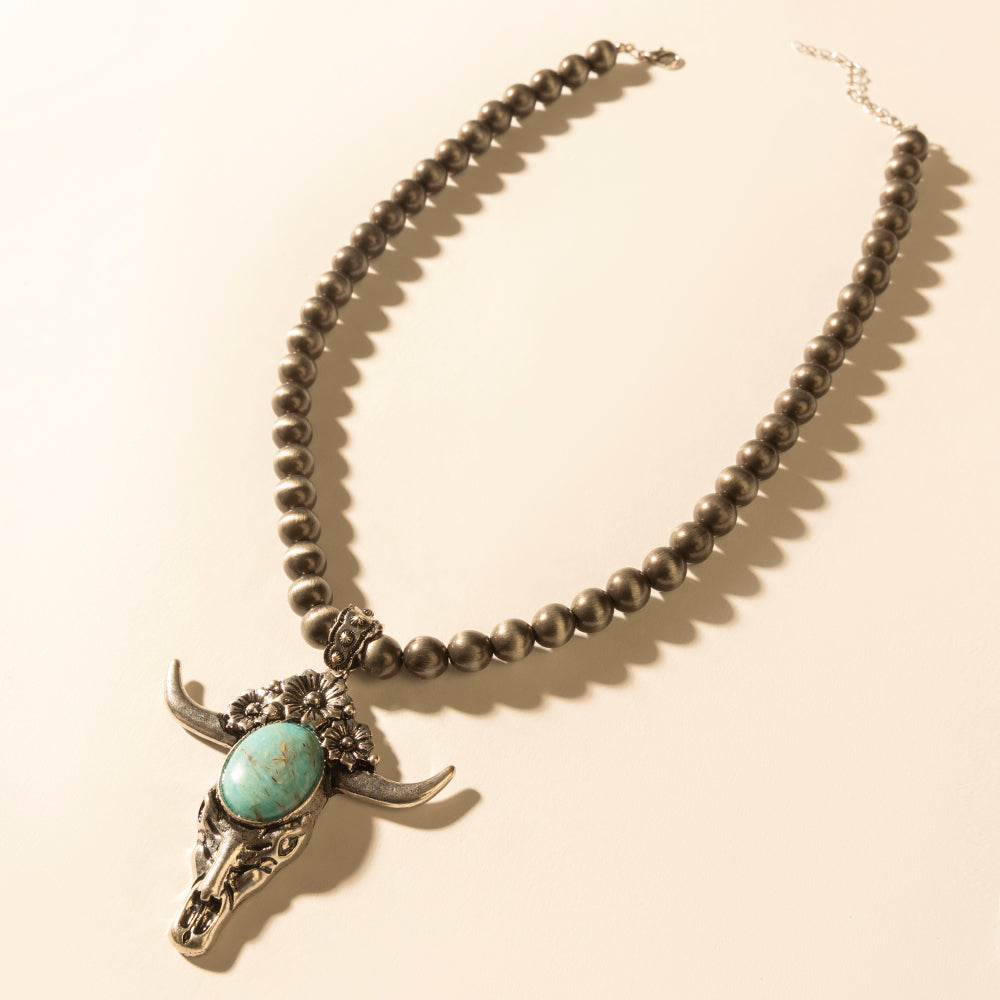 Stone & Horn Chain in Ash Beads