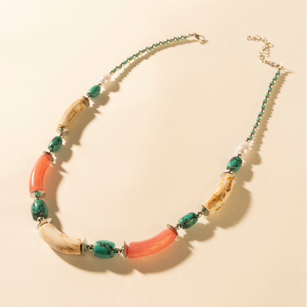 Amber Fire and Blue Sky Necklace in Turquoise