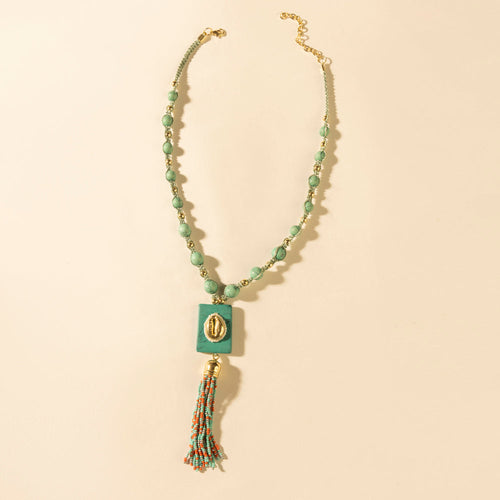 Sun strung beaded necklace in Turquoise