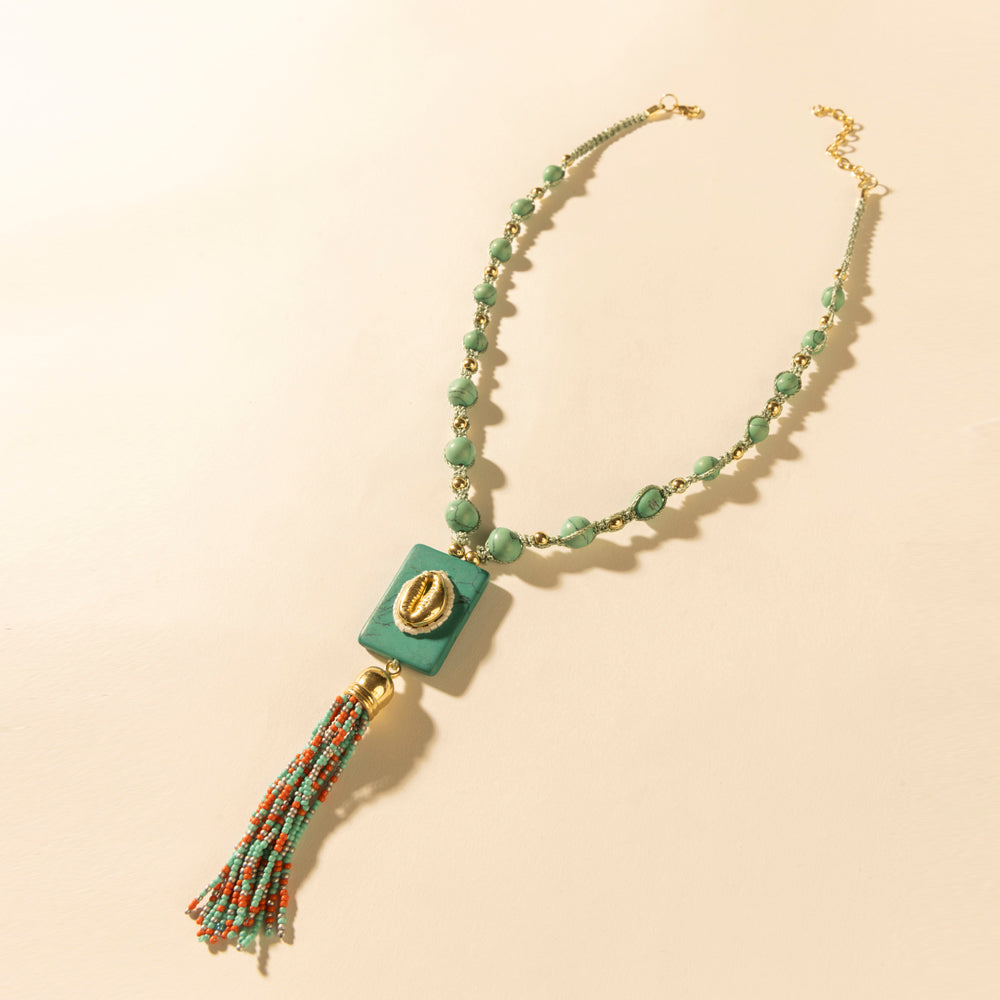 Sun strung beaded necklace in Turquoise