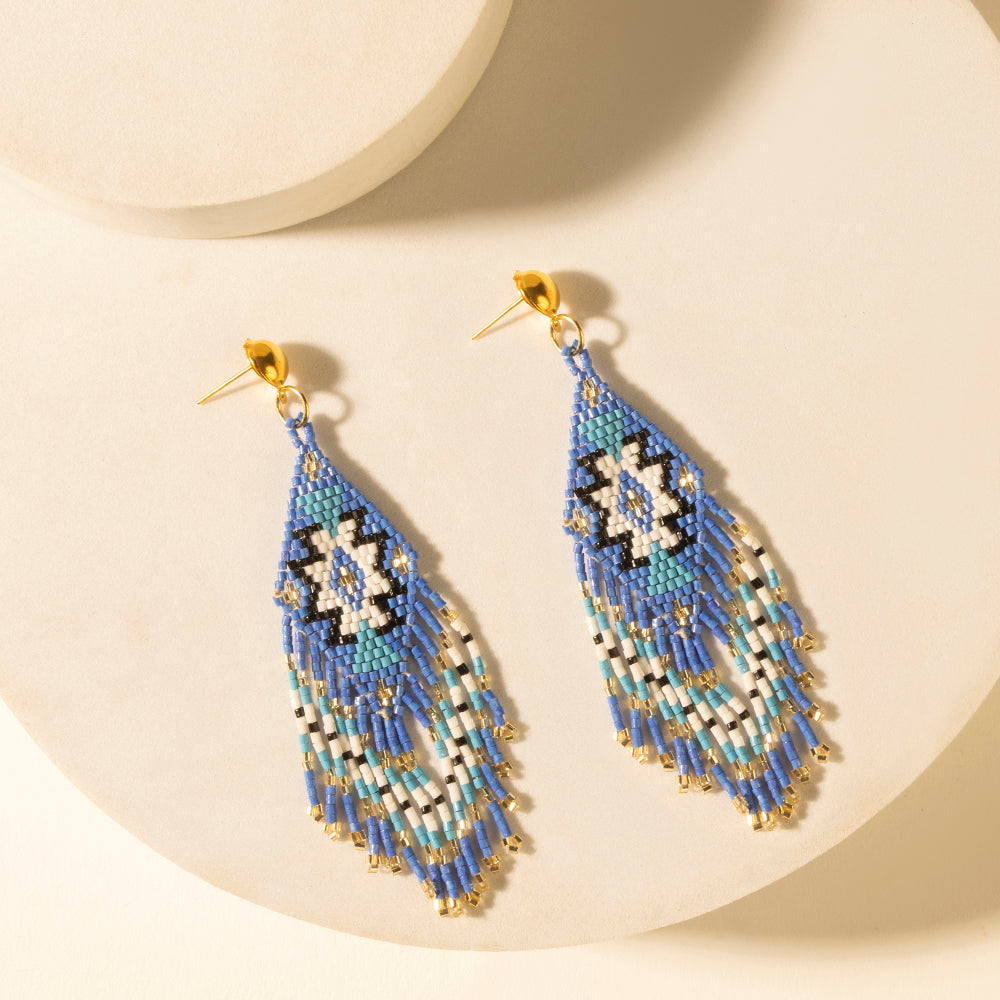 Starfall Fringe Earrings in Cobalt Horizon