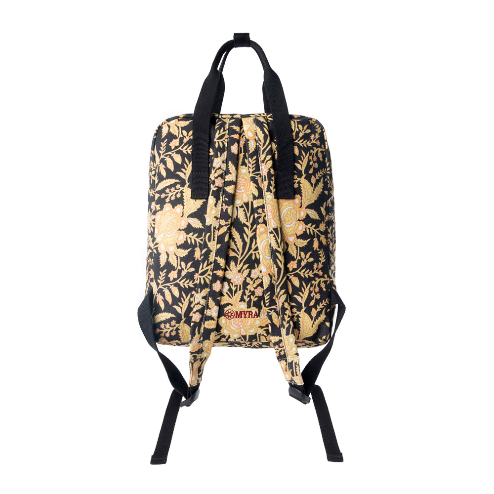 Pine Meadow Cotton & Leather Crossbody Bag in Black & Cream Floral