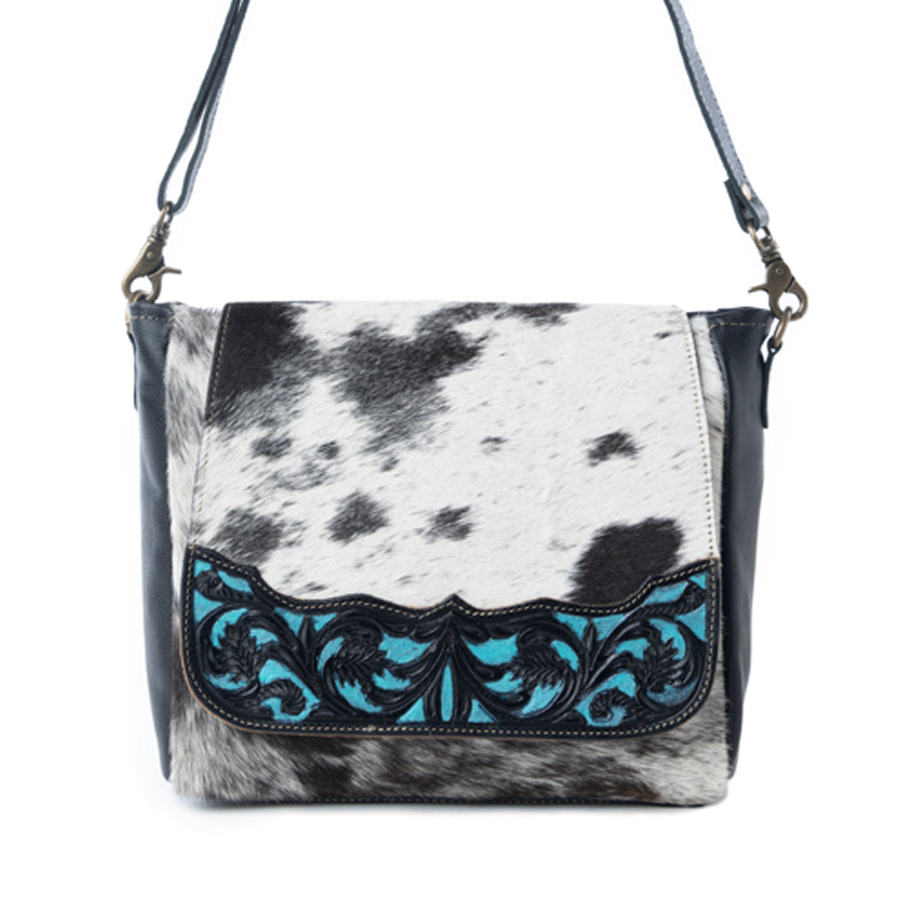 Myra Sagebrush Vale Hairon Leather Concealed Carry Bag in Onyx Frost